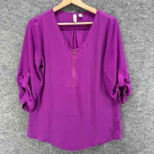Women's Purple V-Neck Blouse